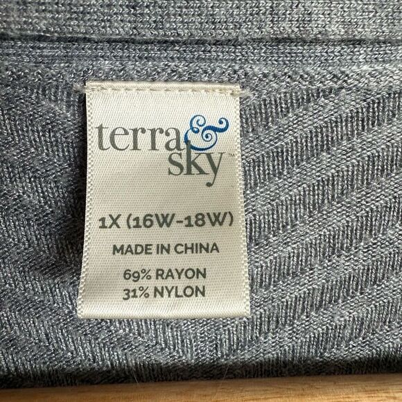 Soft Gray Ribbed Cardigan 1X Easy Throw-On Minimalist Cozy Fit - Picture 8 of 13